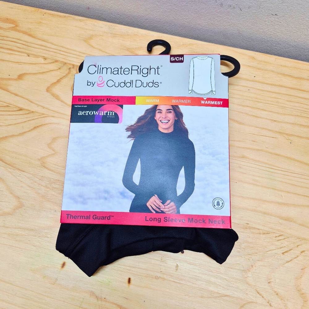 Cuddl Duds Black Thermal Long Sleeve Mock Neck